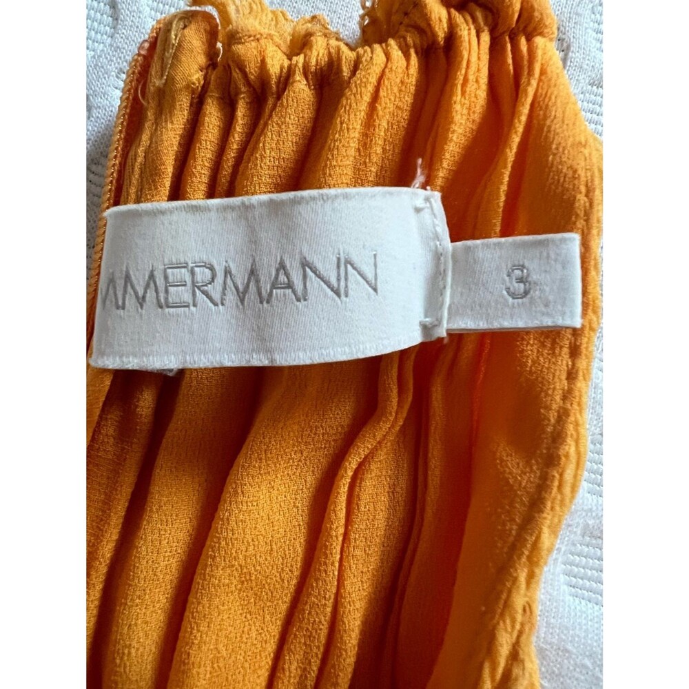 Zimmermann Marigold Yellow 100% Silk Tent Midi Summer Dress Halter Ruffle Large - Picture 7 of 8